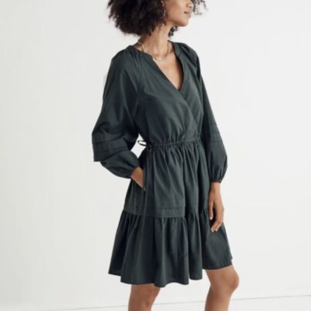 MADEWELL Crinkle Poplin Wrap Dress Size Small